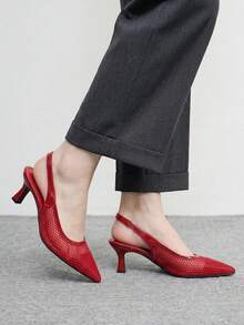 CUCCOO BIZCHIC Royal Sister Style Sexy Babes Red, Closed Toe Slingback Mesh Women's Shoes - Red - View 9