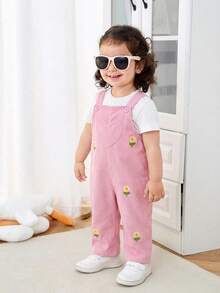 SHEIN Peto de bebé niña con estampado floral tejido - Rosa - Ver 3