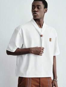 ROMWE MEN 2026 Men's Sailor Collar Patchwork Design Short Sleeve Casual T-Shirt - White - View 10