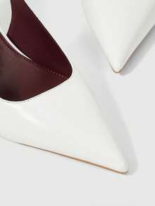Sleekvia Women's New Thin High-Heel Pointed-Toe Pumps, Mirror PU Material, Metal Rhinestone Buckle, Simple And Elegant Commuter Wear, Back Strap Pointed-Toe Heels - Chantilly - View 7