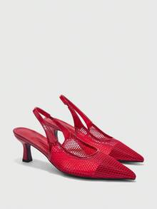 CUCCOO BIZCHIC Royal Sister Style Sexy Babes Red, Closed Toe Slingback Mesh Women's Shoes - Red - View 8