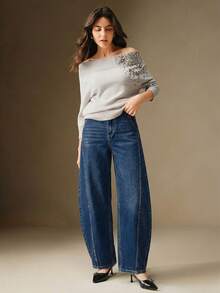 Anewsta Women's Fashion Casual Daily Commute Slant Pocket Bootcut Jeans - Blue - View 3