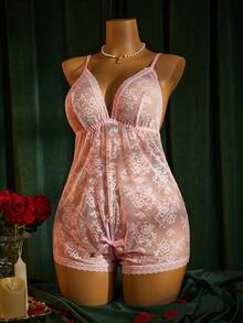 SpicyHot Plus Size Women Sheer Lace Camisole Camisole,Sexy Lingerie For Women,Adult,Honeymoon,Hot,Date Night,Lingerie,Playsuit,Lingerie Set,Sexy Outfit - Pink - View 9