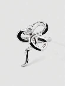 MortiRose European And American Cross-Border Exaggerated Snake-Shaped Creative Personalized Minimalist Style Ring, Goth/Gothic/Punk/Grunge/Dark Gothic, Streetwear, Summer/Festival/Prom/Party, Vintage - Silver - View 1