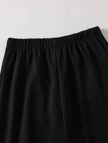 SHEIN Coolqubz 1件青少年男孩時尚黑色長褲，柔軟舒適面料，易穿脫，適合戶外、運動、學校及各種場合，3D修身時尚必備長褲 - 黑色 - 查看 3