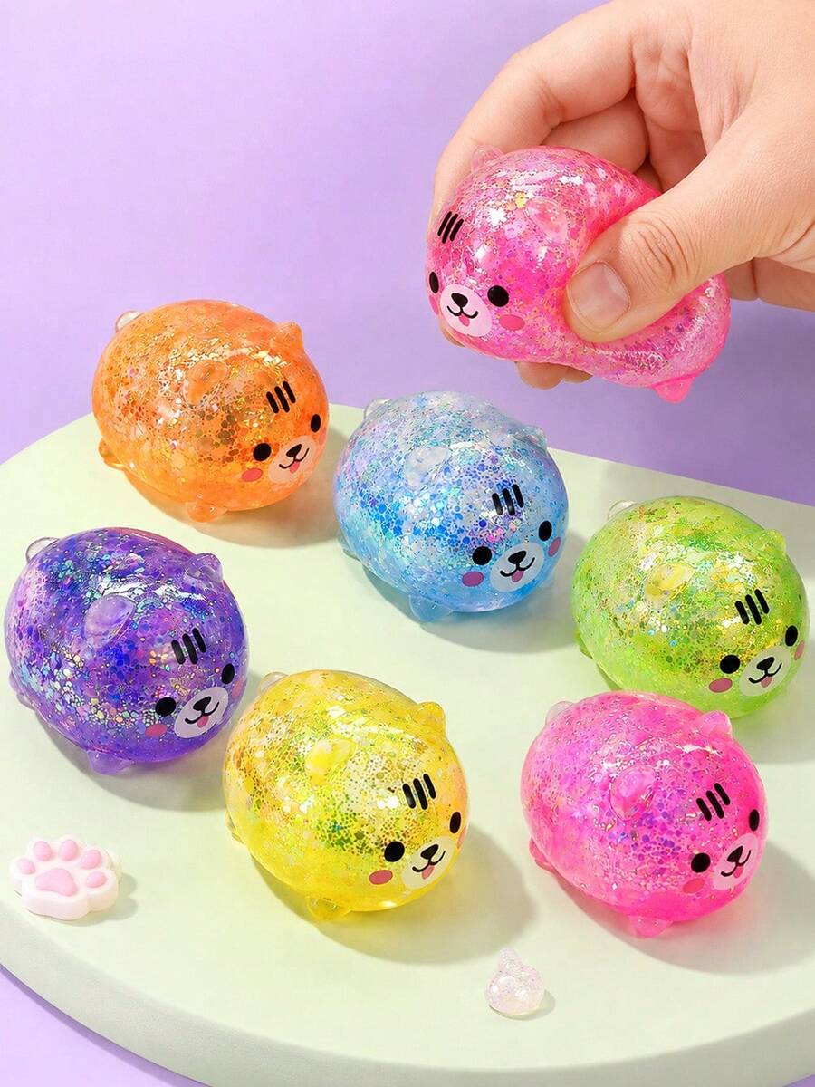 MINKOJA MINKOJA Squish Fidget Toys- 1/2/6/12pcs Cat Stress Ball- Sensory Toy, Gummy Cat Squish Fidget Toys, Squeeze Toy, Stress Relief Toy Squeeze Ball, - Assorted Colors- Basket Filler, Classroom Activity And Party Favor, Random - dog - View 1