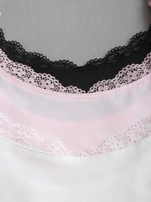 Sweetra Women's Solid Color Contrast Lace Ruffle Camisole - Multicolor - View 9