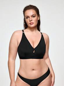 SHAPORA 1 chiếc áo ngực không đường may dây đeo điều chỉnh được cho nữ size lớn - màu đen - Xem 4