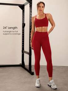 GLOWMODE 24" Peakbum Powersculpt™-Air Sculpt Flex 吸濕排汗涼感V腰提臀緊身褲 高強度運動跑步訓練 秋冬款 - Fiery Red - 查看 4