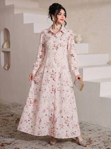 Al Najma Women's Floral Print Casual Party Travel Arabian Dress - Multicolor - View 1