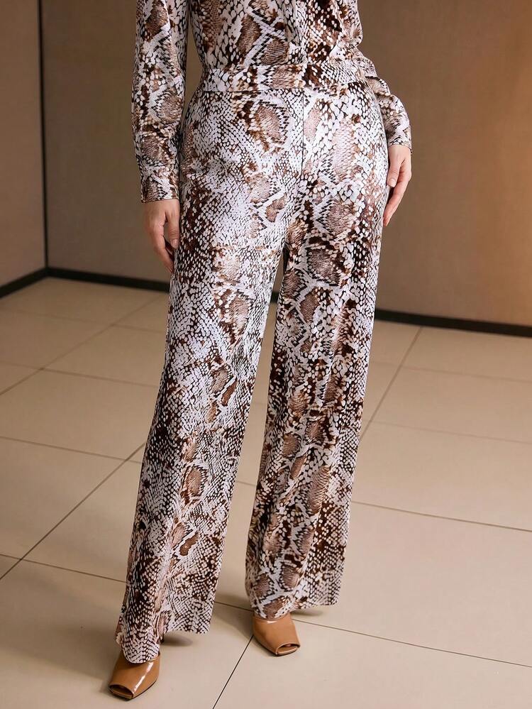 PLUS SIZE WOMEN'S STRETCH VELVET PRINTED PANTS, AUTUMN/WINTER