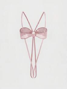 ROMWE Goth Bodysuits de malla elástica con entrepierna abierta estilo gótico punk - Rosa - Ver 2