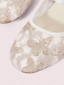 CUCCOO DOLLMOD Women's Shoes, Apricot, Round Toe Dew Heel Closed Toe Sandals, Flower Butterfly Embroidered Mesh Yarn, Sweet And Cute, Comfortable, Soft And Breathable - Butterfly - Apricot - View 4