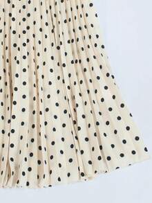 Elenzga Women's Elegant Polka Dot Print Patchwork Pleated Skirt - Multicolor - View 5