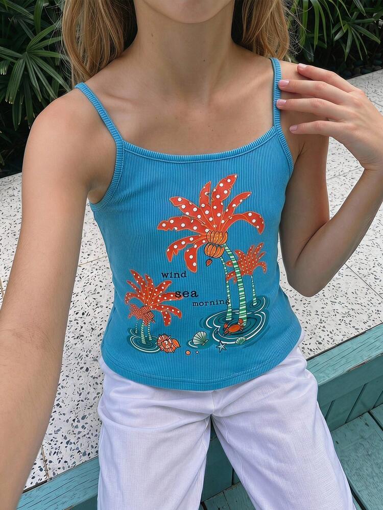 Girls Plus Size Printed Camisole Vest