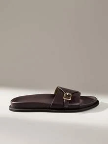 Solecia Men's Fashion Black Comfortable Flat Boken Beach Sandals Men's - Brown - View 1