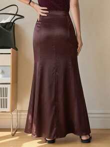 DAZY Women's Textured Long Skirt, Suitable For Spring, Summer, Party, Valentine's Day - Brown - View 2