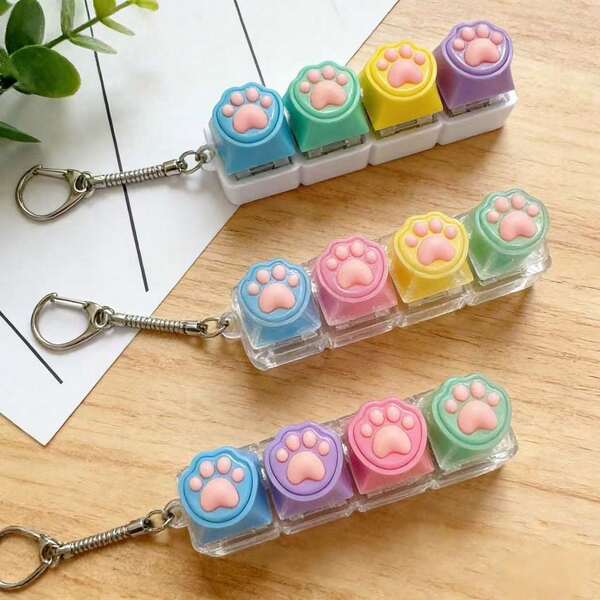 MINKOJA MINKOJA 1/2/3PCS Cat's Paw Keyboard Fidget Toy,Fidget Keyboard For Stress Relief, Sound Keyboard Fidget Clicker For Office, School, Travel, Anxiety Keyboard Keychain Gift