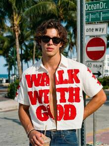 Solantero Men's Casual Slogan Print Shirt For Summer Men's Cropped Tops - White - View 3