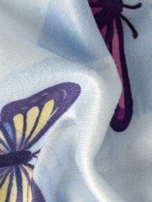 2 Sets Tween Girls Multi-Color Butterfly Print Sweet Soft Comfortable Simple Basic Long Camisole And Triangle Panties Underwear Set - Multicolor - View 4