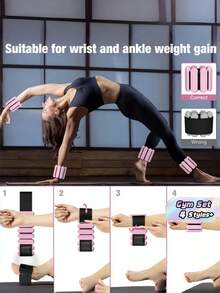 1 Pair 1 Lbs Adjustable Wrist Weights Ankle Weights Set Unisex Wearable Weighted Bands For Women Men Gym Exercise Yoga Pilates Walking Running Dance Aerobics Home Fitness Equipment - Multicolor - View 1