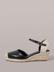Styleloop Ladies Bag Hemp Rope Black Ankle Strap Heel Platform Shoes Elegant Vacation Style Comfortable Casual Beach Style Bohemian Empty Shoes Sandals - Black - View 3