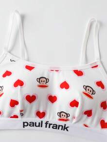 Paul Frank X SHEIN Women's Cute Cartoon Heart Print Wireless Comfortable Bra And Boxy Panty Set - White - View 9
