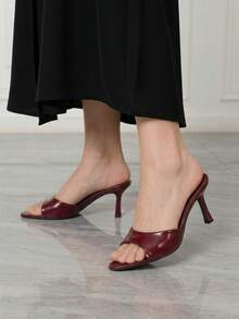 Sleekvia Sandal Wanita Hak Tinggi Model Baru Musim Panas dengan Tali Pengikat - Rose Red - View 3