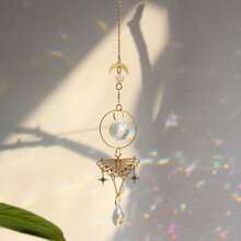 1pc Butterfly & Moth & Crystal Sun Dreamcatcher With Rose Quartz & Raw Stone For Window & Room Decoration,Home Decor ,Room Decor,Wall Decor Gifts Birthday Graduation - Multicolor - View 14