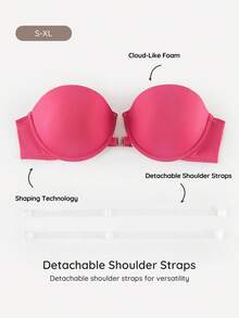Bralution 1/2 Tasse Front-Verschluss Bandeau-BH, apricotfarben, Hochzeit - Heißes Pink - Übersicht 1