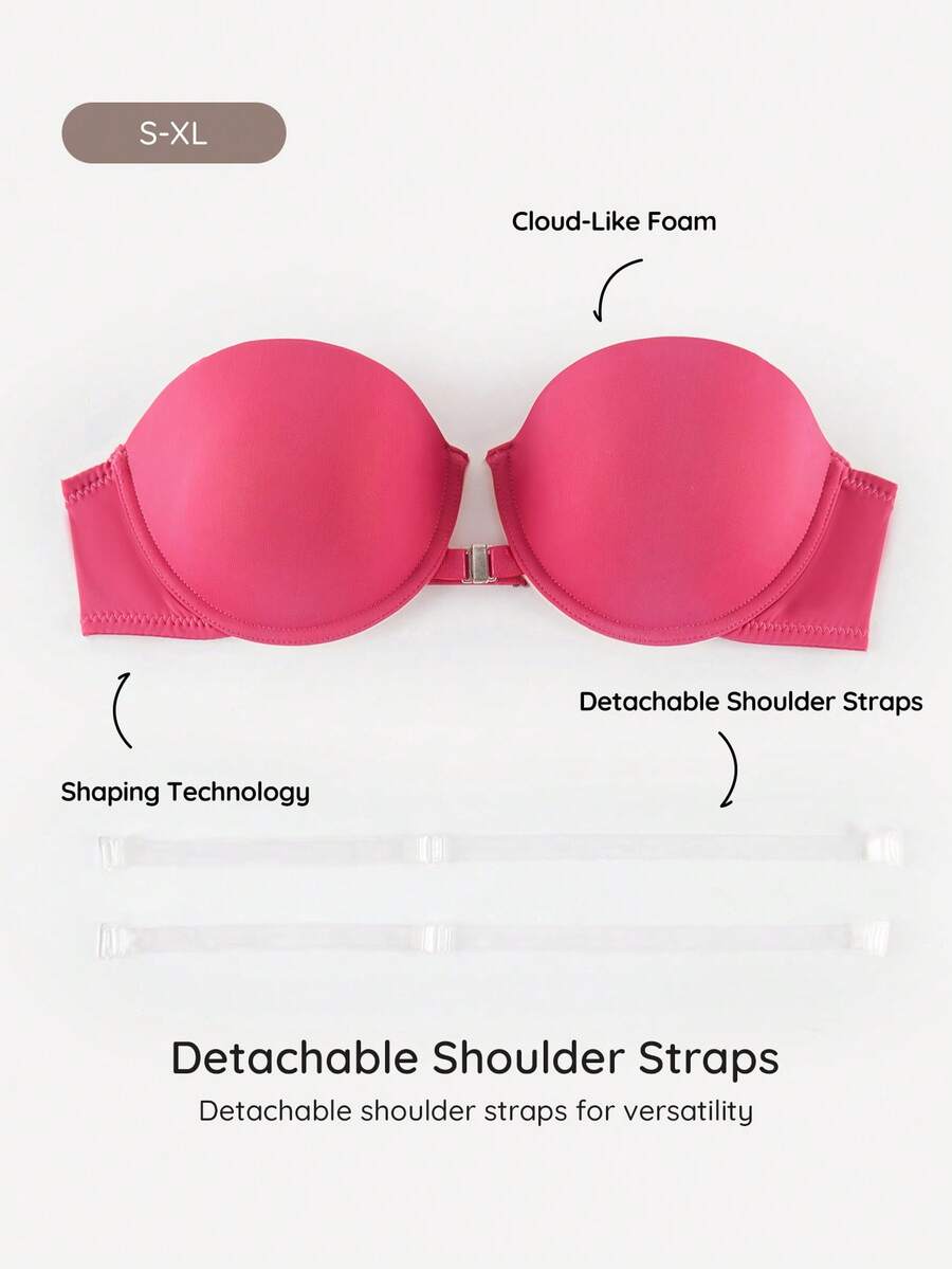 Bralution 1/2 Tasse Front-Verschluss Bandeau-BH, apricotfarben, Hochzeit - Heißes Pink - Übersicht 1