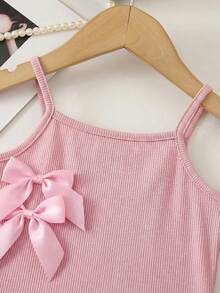 SHEIN Romper Bayi Perempuan Manis dan Lucu dengan Dekorasi Pita 3D - MultiWarna - View 4