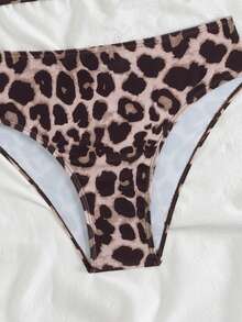 Tween Girls Leopard Print Bikini Set,Suitable For Summer Beach Vacation And Swimming - Multicolor - View 4