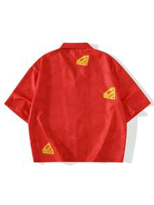 SUPERMAN X SHEIN Manfinity Hypemode Herren Sommer Lässig Kurzarm Hemd - Rot - Übersicht 2