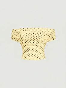 SHEIN MOD 波點網紗多穿法女款背心上衣 - 淡黃色 - 查看 7