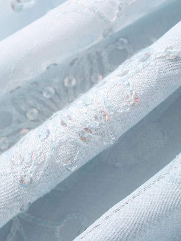 Women's Elegant Sequin Floral Embroidered Dress, Summer