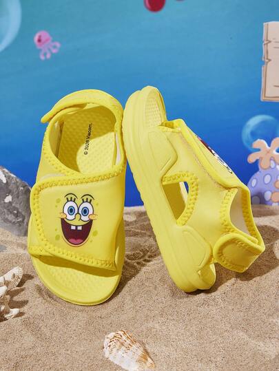 SpongeBob SquarePants | SHEIN Sandal em bé thời trang dễ thương, thoáng khí mềm mại đi biển