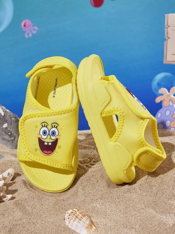 SpongeBob SquarePants | SHEIN صنادل أطفال، أنيقة وجميلة، صنادل شاطئية ناعمة وقابلة للتنفس
