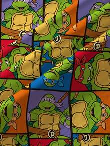 TEENAGE MUTANT NINJA TURTLES | SHEIN Young Boy Summer Casual Turtle Print Crew Neck Short Sleeve T-Shirt - White - View 6