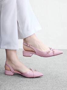 CUCCOO BIZCHIC 優雅藍色金屬尖頭扣帶厚底平底鞋，適合女性，舒適低跟款式，適用於辦公室、婚禮、派對以及春夏季鞋款 - 紫色. - 查看 3