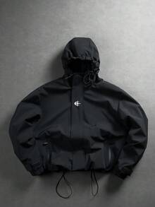 PAVTROS Men's Hooded Black Jacket, Y2K Zip-Up Jacket With Pockets, Men's Apparel - Black - View 1