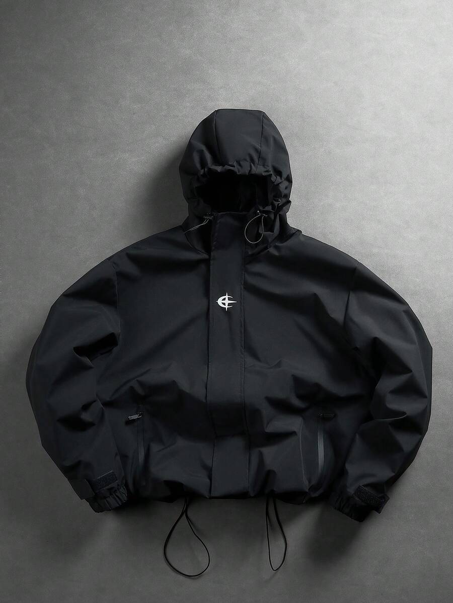 PAVTROS Men's Hooded Black Jacket, Y2K Zip-Up Jacket With Pockets, Men's Apparel - Black - View 1