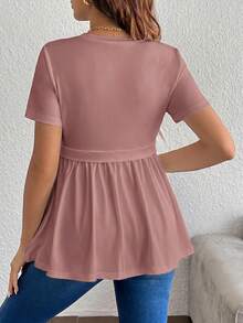 SHEIN Cute Print Knit Maternity T-Shirt - Dusty Pink - View 2