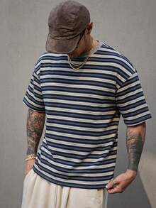 DAZY Camiseta de hombre casual de verano con rayas multicolor - Multicolor - Ver 4