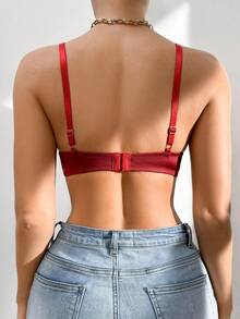Divavoom 1 pieza Sujetador con aros de encaje y parches para mujer - Burdeos - Ver 2