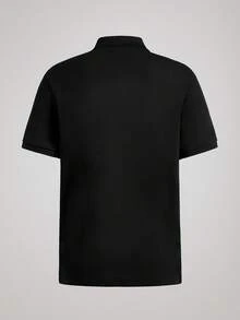 Officeau 1pc Men's Casual Solid Color Golf Polo Shirt For Summer - Black - View 4