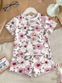 SHEIN 女婴可爱休闲针织连体衣家居服 - 粉色 - 查看 7