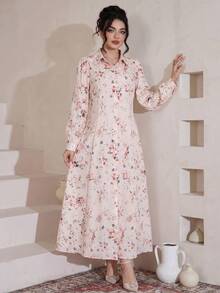 Al Najma Women's Floral Print Casual Party Travel Arabian Dress - Multicolor - View 4