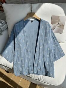 Comfortcana Chaqueta corta, delgada y ligera con textura para tallas grandes en otoño/invierno - Blanco - Ver 3