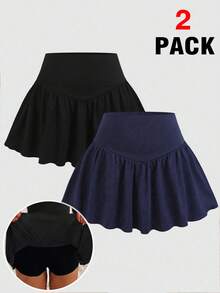 SHEIN 2 chiếc váy cho bé gái tuổi teen - Đen và trắng - Xem 3